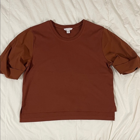 Athleta Tops - Athleta Short Puff Sleeve Top - Warm Chocolate Brown